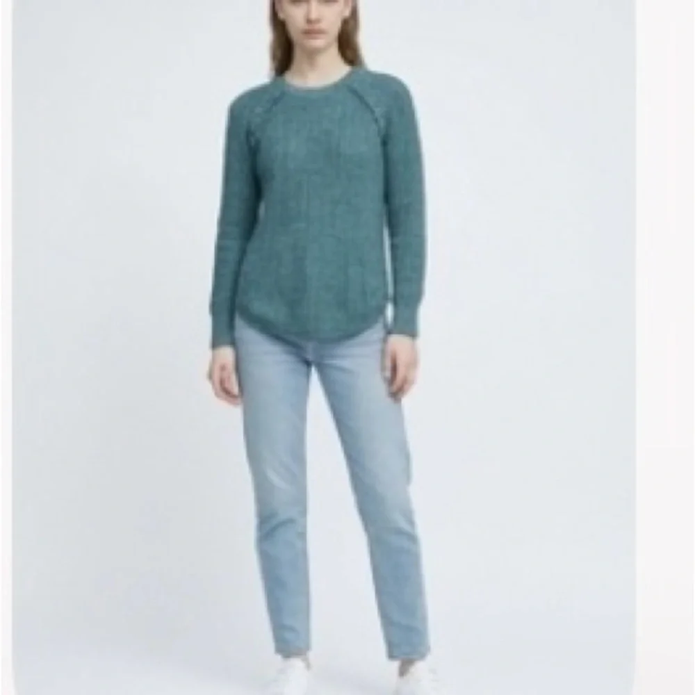 Pink Republic Teal Cable-Stitch Crewneck Sweater XS
